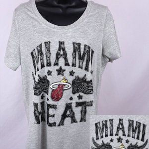 Miami Heat Shirt Women's XL Gray Bejeweled Team Lo